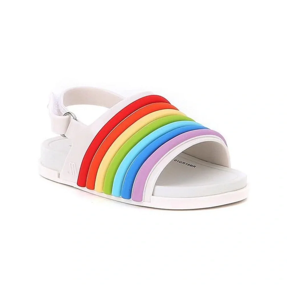 Mini Melissa Beach Slide Sandal Rainbow With Color